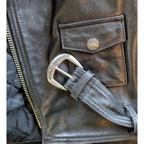 Harley Davidson Leather Jacket Mens Black Medium Eagle Embossed Back Moto Biker - Picture 9 of 13